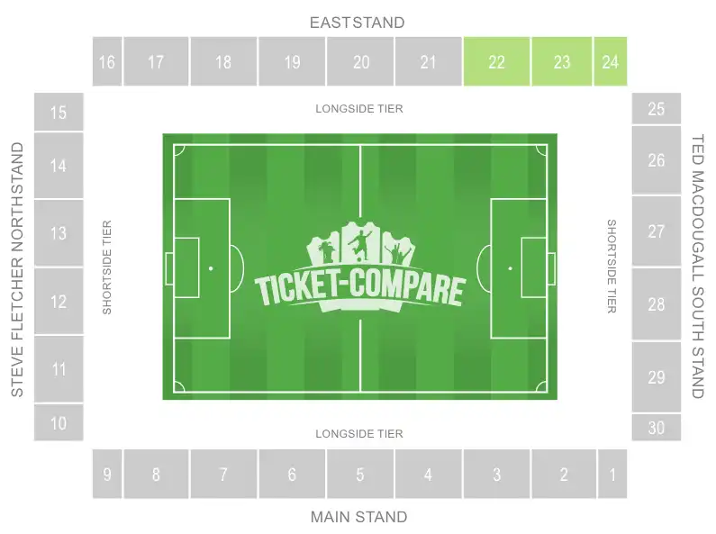 Vitality Stadium Away Section highlighted
