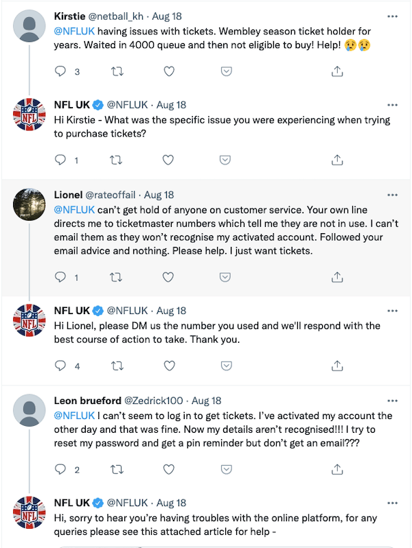 Fans klagar på Twitter om biljetterna till NFL London Games 2021