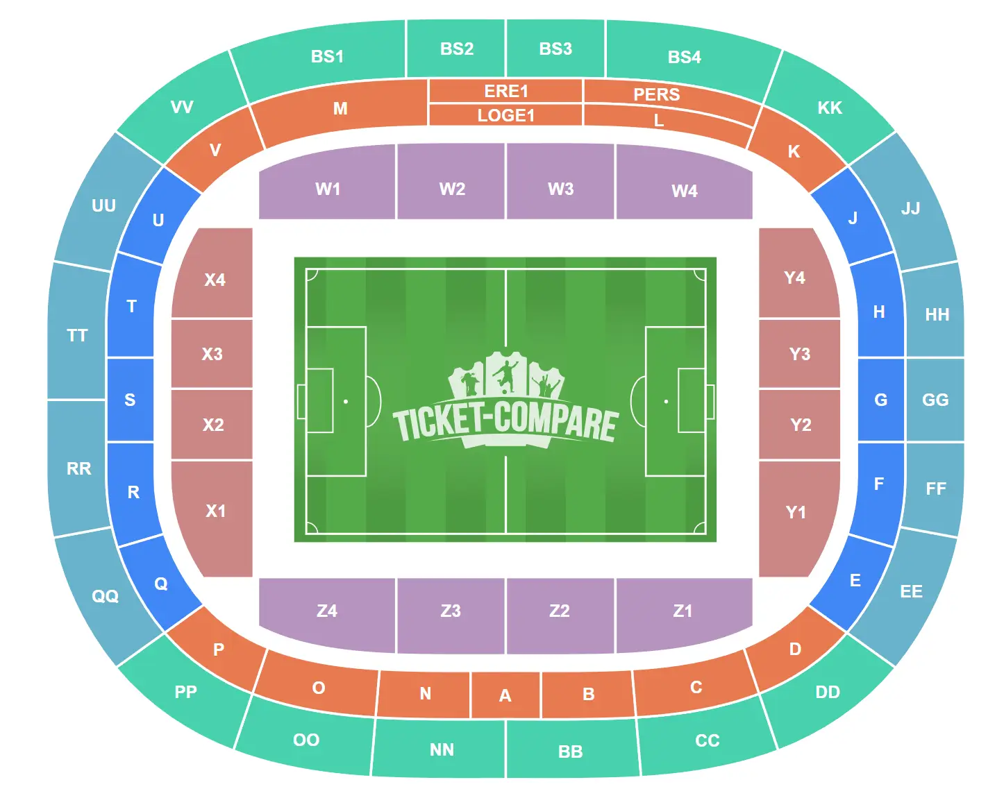 Feijenoord Stadion Sittplatsplan