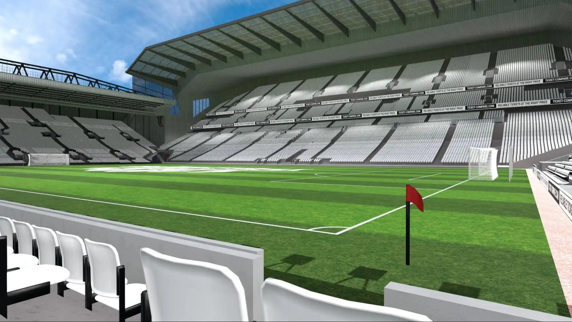 Röd flagga vid hörn på plan