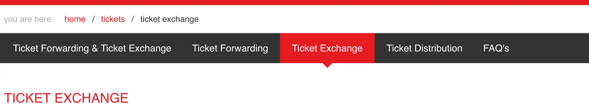 Screenshot av Ticket Exchange Page