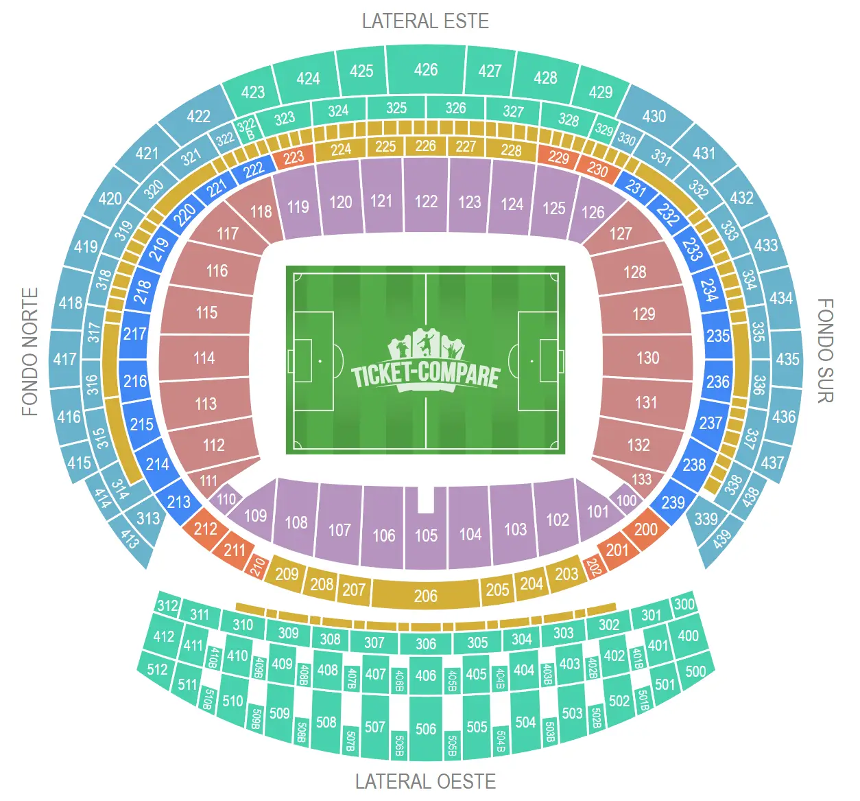 Metropolitano Stadium Sittplatsplan