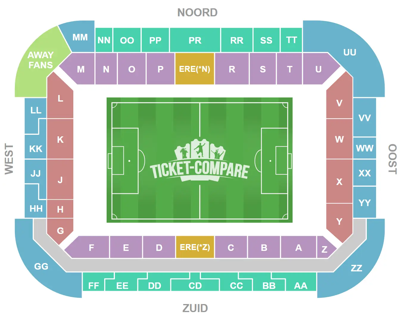 Philips Stadion Sittplatsplan