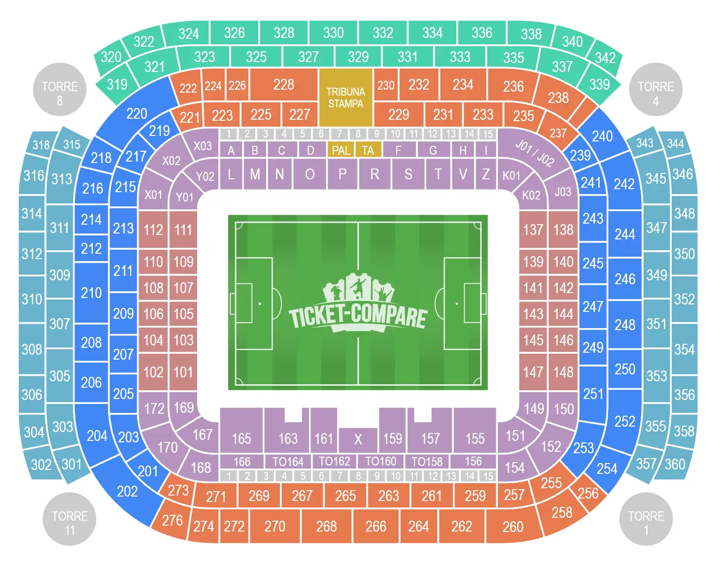 Stadio San Siro Sittplatsplan