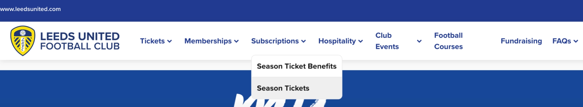 screenshot of 'Season Tickets' button