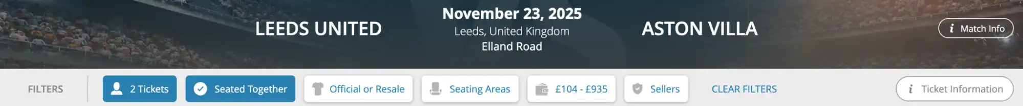 screenshot of match menu