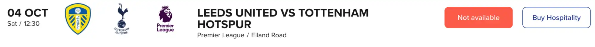 Leeds United Vs Tottenham Hotspur fixture