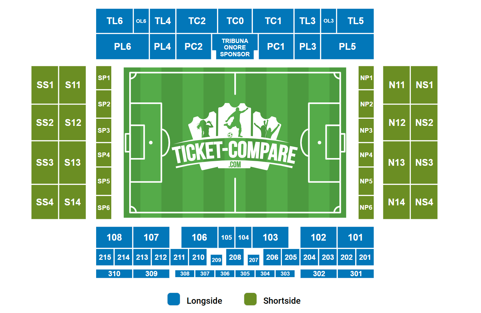 Stadio Luigi Ferraris Sittplatsplan