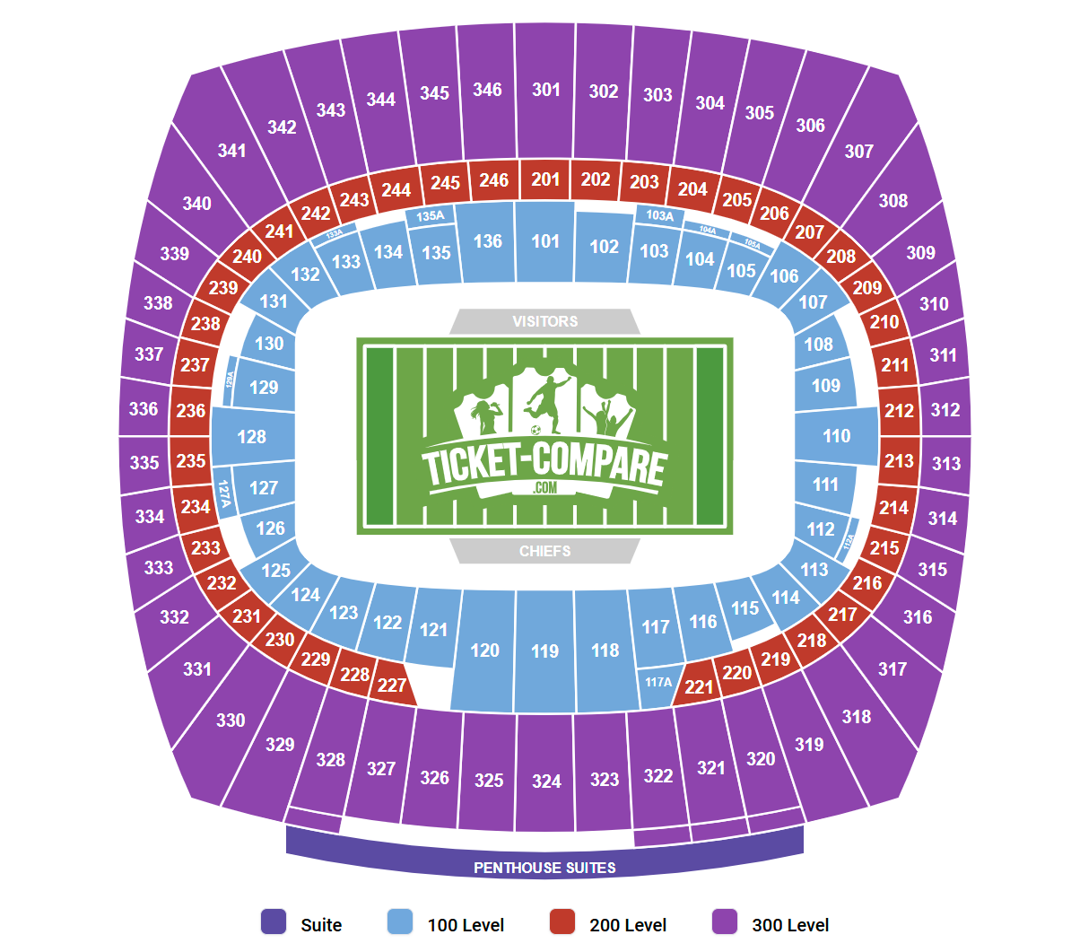 GEHA Field at Arrowhead Stadium Sittplatsplan
