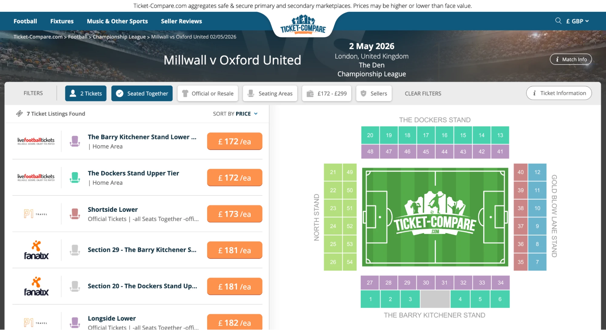 Millwall v Oxford United-biljetter