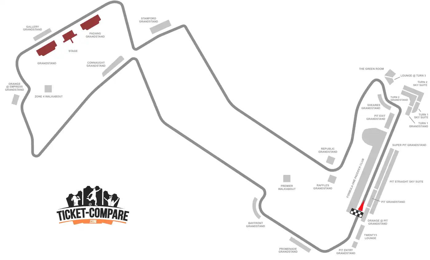Screenshot of Marina Bay Seating plan with Padang Grandstands highlighted