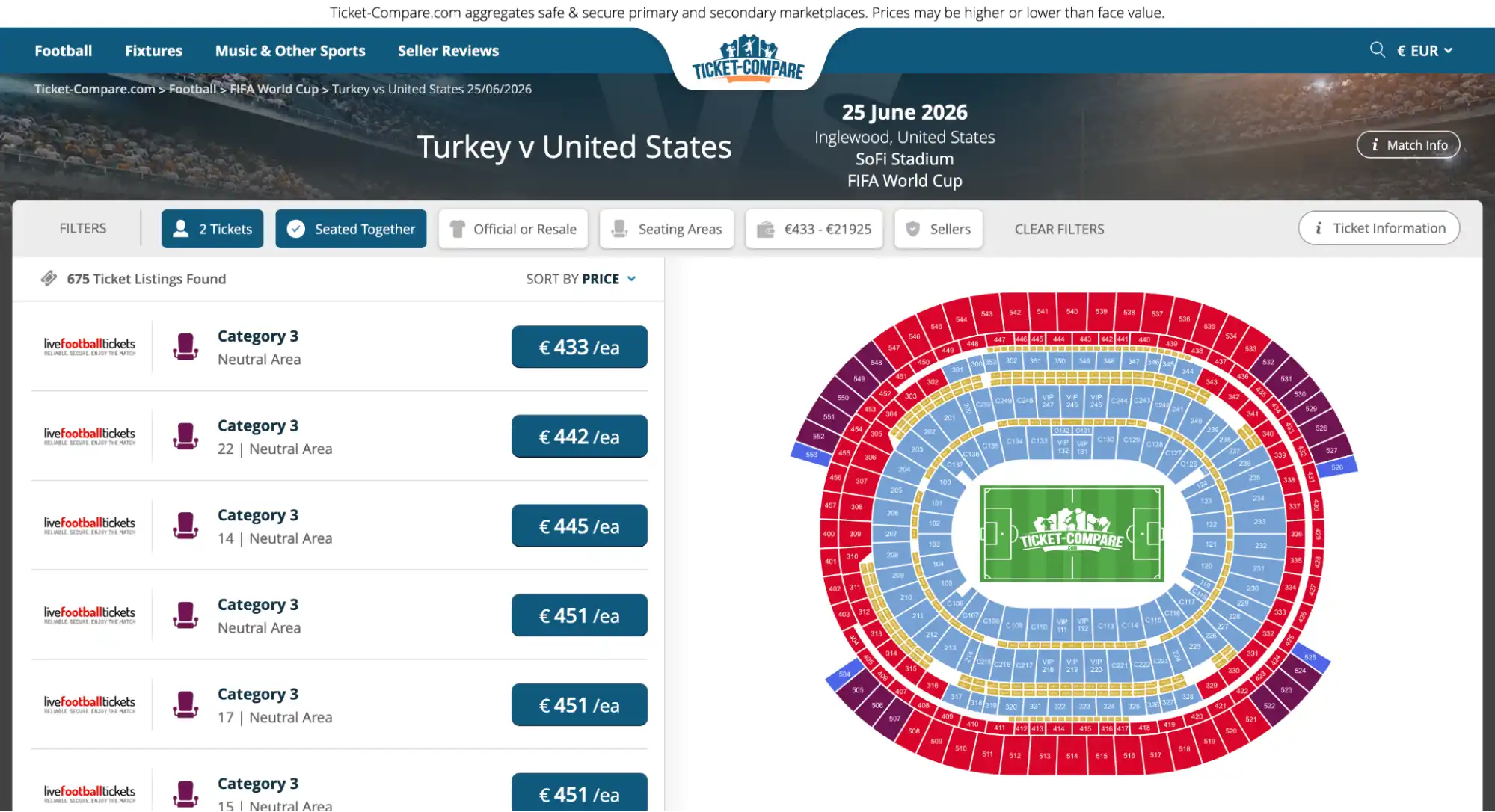 Skärmdump Turkey vs United States-matchbiljetter